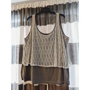 Grey tank with lace overlay